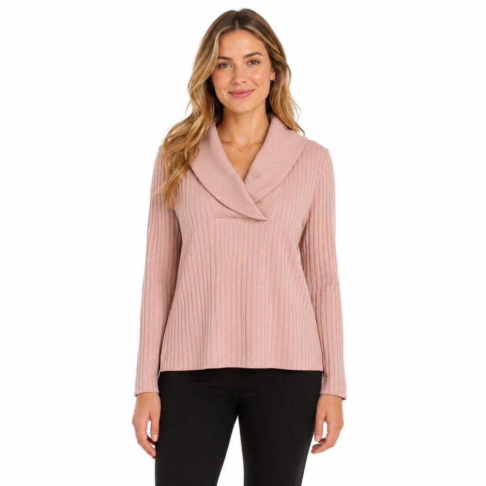 NWT Nike Yoga Luxe Ribbed Shawl Collar Pullover Sweater Pink Women's M